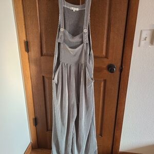 Elegant Black and White Striped Women's Jumpsuit